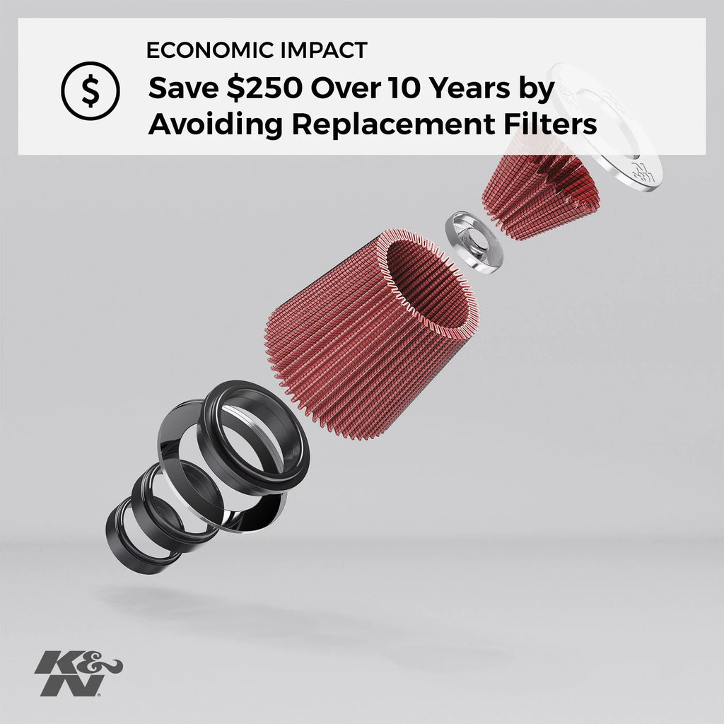 4.5 ID; Air in/2.5 in 2.25 (89 Clamp-On mm) , Flange mm) (114 mm) mm/64 K&N mm) in Tapered; RG-1003RD-L Universal in 4.5 in/2.75 Height; in Filter: Washable: Round 3.5 (70 Engine (114 mm/57 Top Base;
