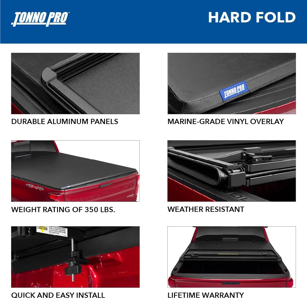 | Bed Tonneau 7" Folding | 2013 2007 Pro (78.7") 1500 Hard - Cover Silverado/Sierra | Fold, Truck 6' Bed HF-154 Fits Tonno Chevy/GMC Hard