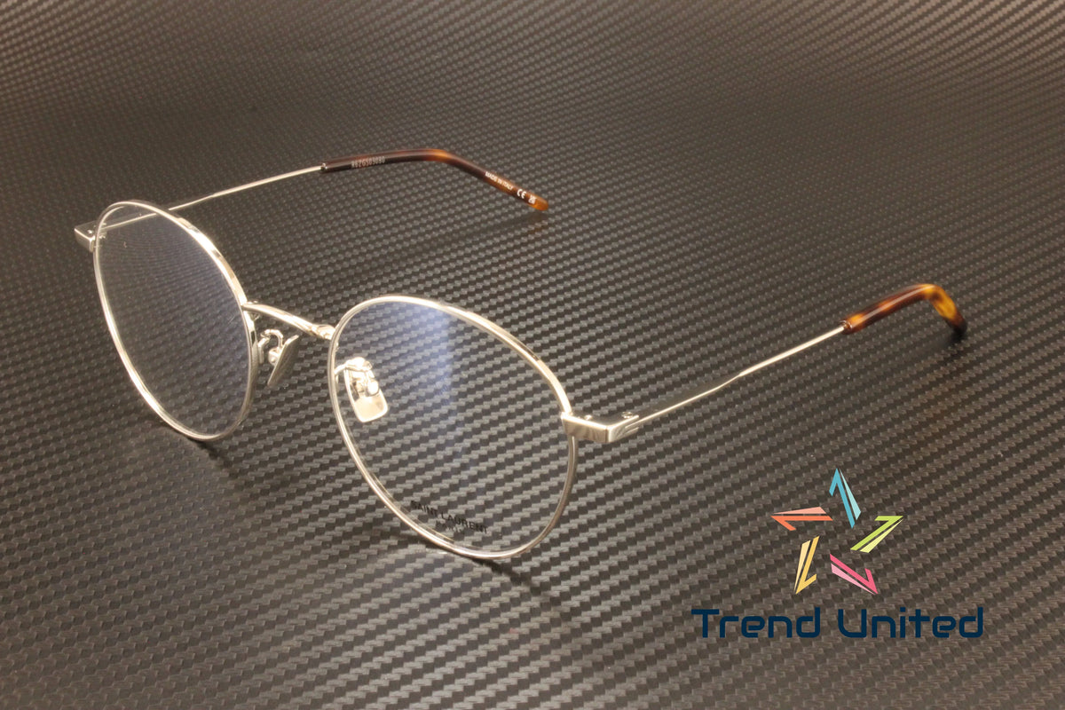 52mm Panthos F Silver SAINT LAURENT 002 Metal Mens Round SL Oval 237 Eyeglasses