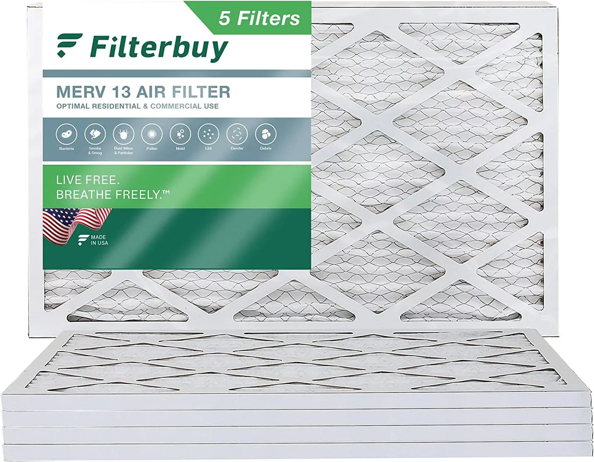 Filterbuy MERV AC 13 Pleated Filters Furnace 15x28x1 Air (5-Pack) HVAC